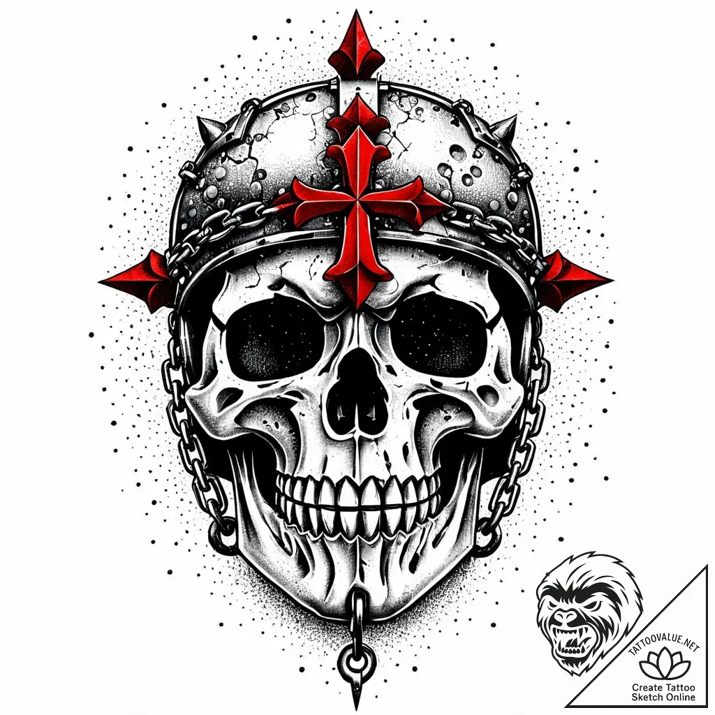 Chained helm cracked open, tattoo sketch desi... - style Jaeger Mini - tattoo sketch (08.11.2025 02:13)