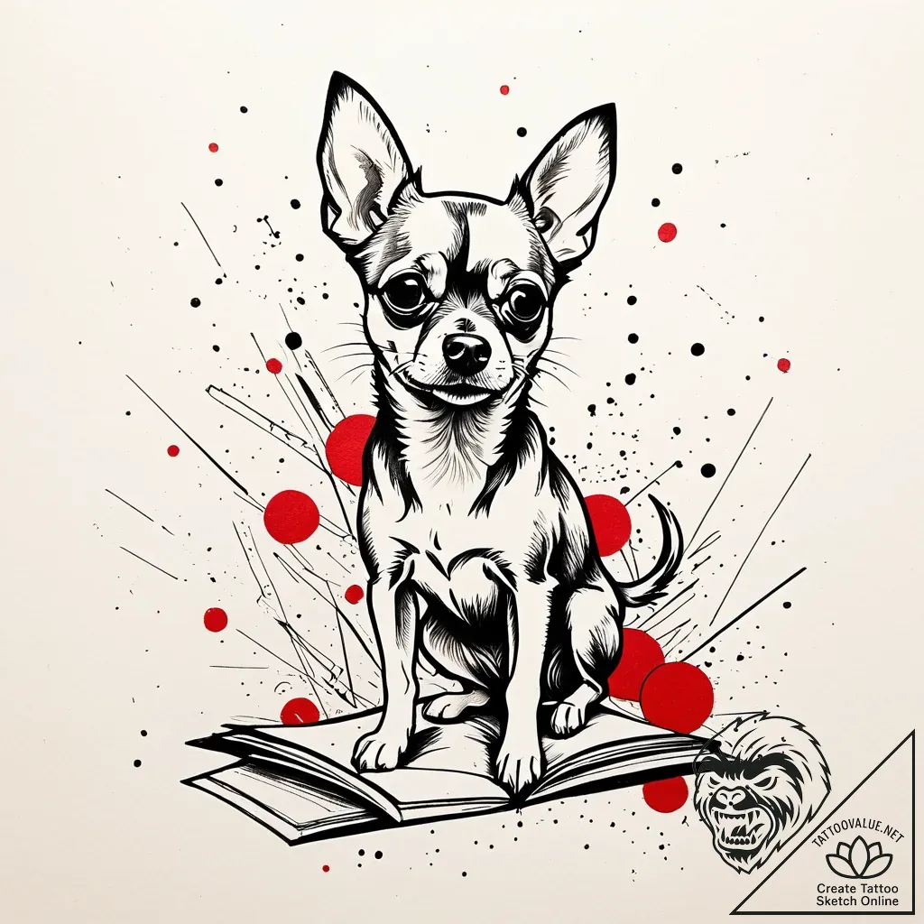 Chihuahua, tattoo drawing outline, rough sket... - style Jaeger Simple - tattoo sketch (08.11.2025 02:27)