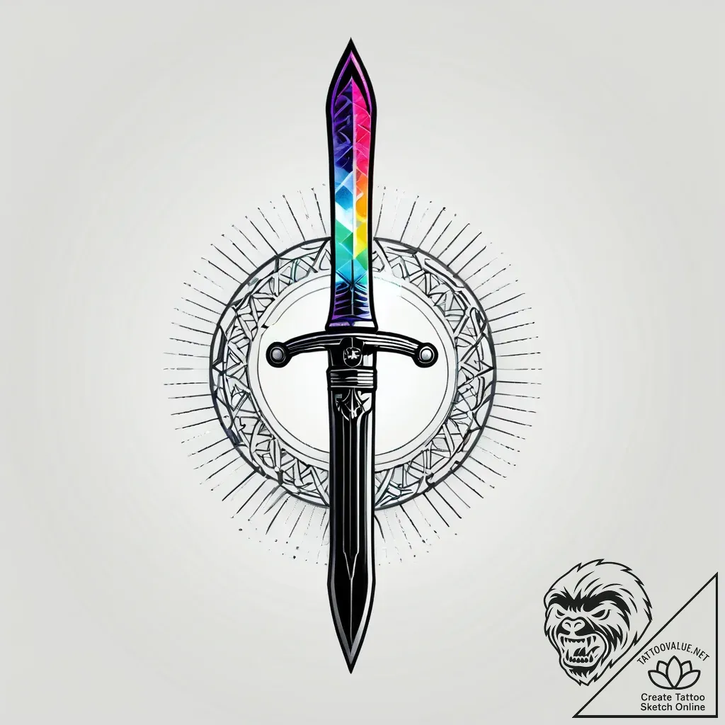 Cyberpunk ronin with a glowing katana, standi... - style Jagger Old - tattoo sketch (08.11.2025 02:43)