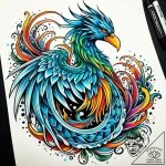 Animated ice phoenix with trailing frost, ink… – style Jaeger Simple – tattoo sketch (08.11.2025 02:53)