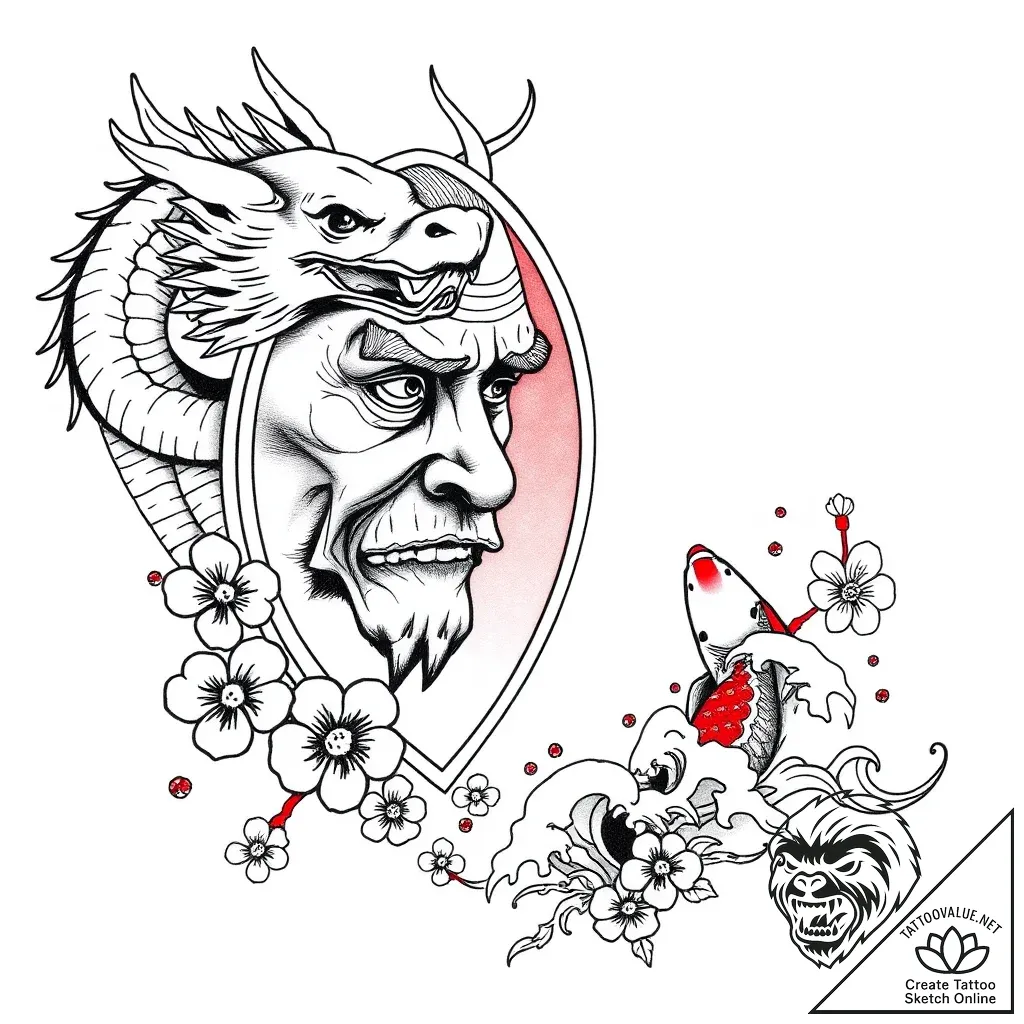 Mirror reflecting a different, older version... - style Flux Inscriptions - tattoo sketch (08.11.2025 03:08)