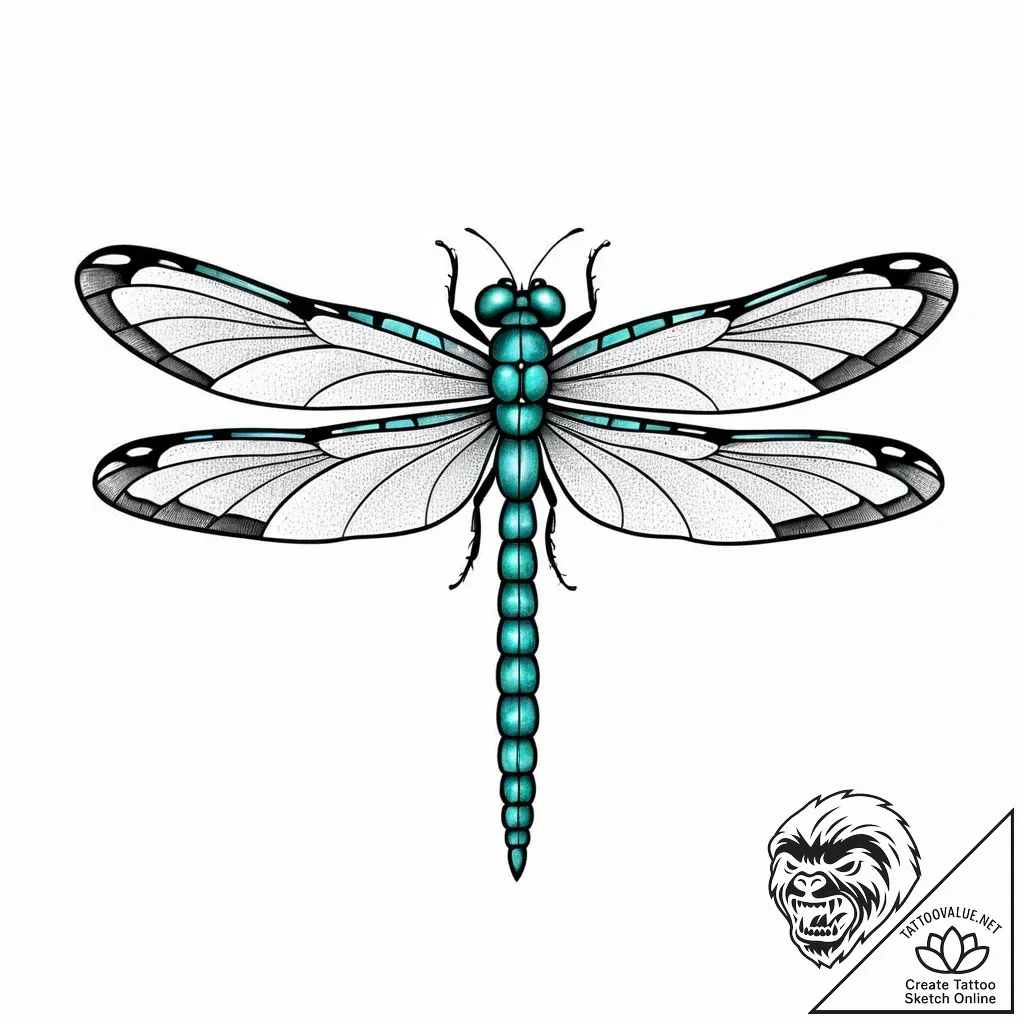 Dragonfly, ink illustration for tattoo, black... - style Jaeger Mini - tattoo sketch (08.11.2025 03:18)
