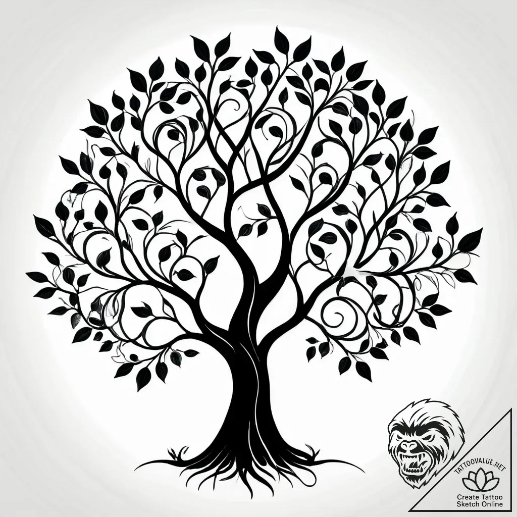 Tattoo sketch, simple minimalist tree with fe... - style Jagger Old - tattoo sketch (08.11.2025 03:43)