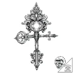 Key crowned in spectral light, concept art fo… – style Flux Inscriptions – tattoo sketch (08.11.2025 03:48)