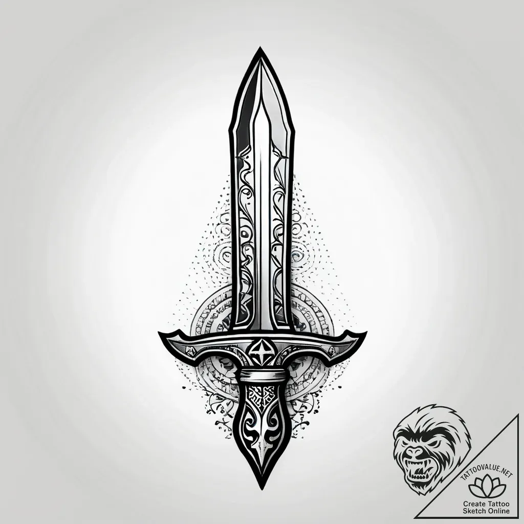 Knife, concept art for tattoo, detailed cross... - style Jagger Old - tattoo sketch (08.11.2025 04:03)