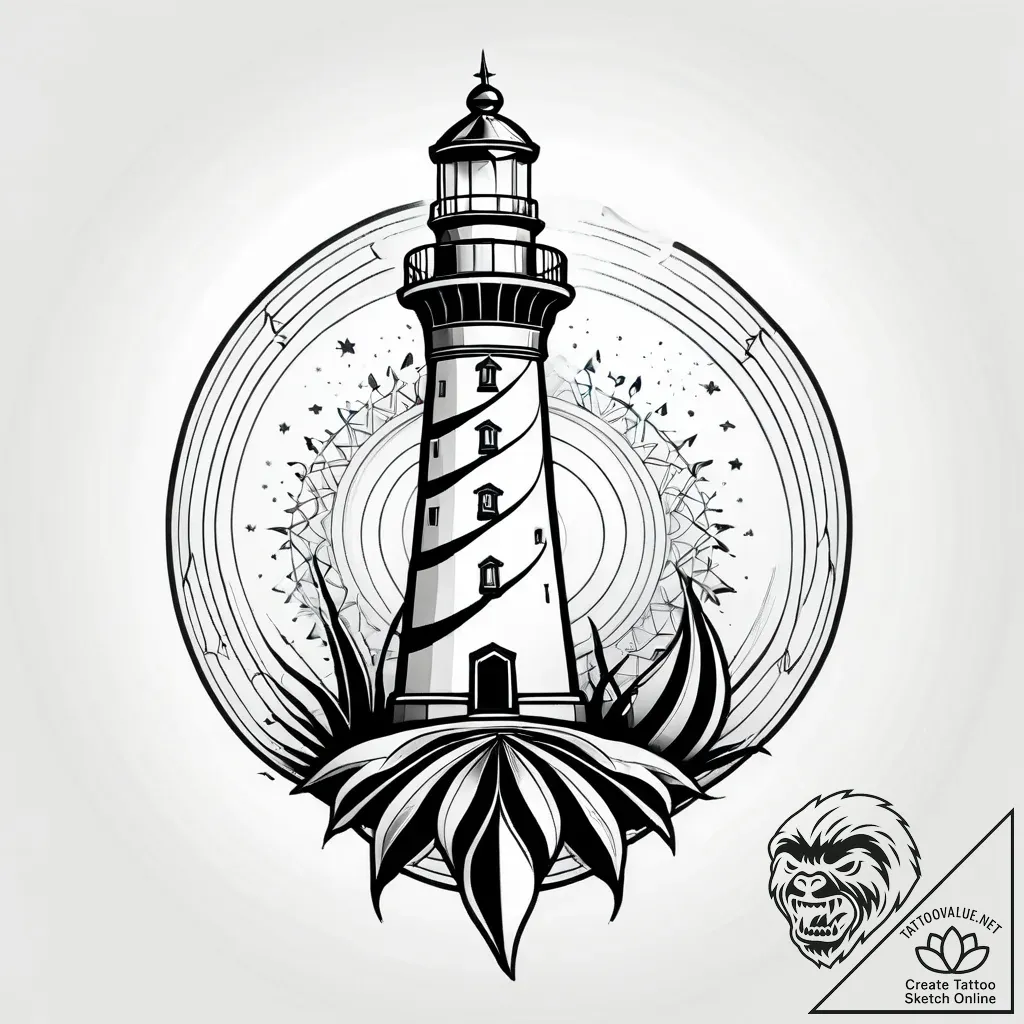 Lighthouse wrapped in ghostly fog, artistic t... - style Jagger Old - tattoo sketch (08.11.2025 04:23)