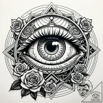 Observatory dome opening to reveal a giant, u… – style Jaeger Simple – tattoo sketch (08.11.2025 04:33)