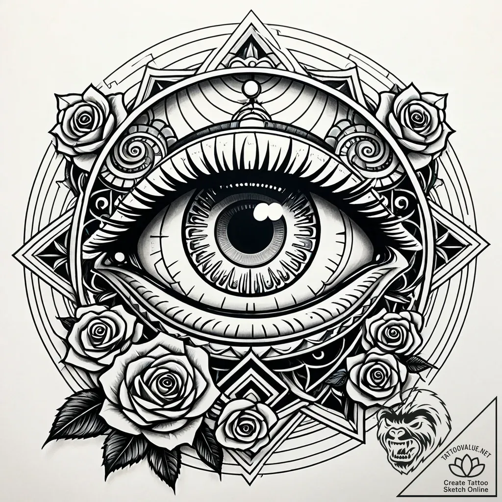 Observatory dome opening to reveal a giant, u... - style Jaeger Simple - tattoo sketch (08.11.2025 04:33)