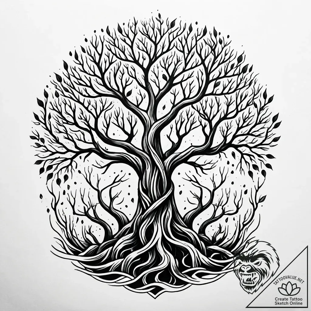 Abyssal tree with writhing branches, tattoo s... - style Jaeger Simple - tattoo sketch (08.11.2025 04:53)