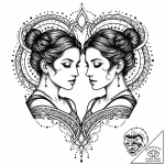Gemini twins depicted as light and shadow, ta… – style Jaeger Mini – tattoo sketch (08.11.2025 04:58)