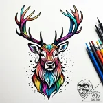 Stag, mature and majestic, with a full rack o… – style Jaeger Simple – tattoo sketch (08.11.2025 05:33)