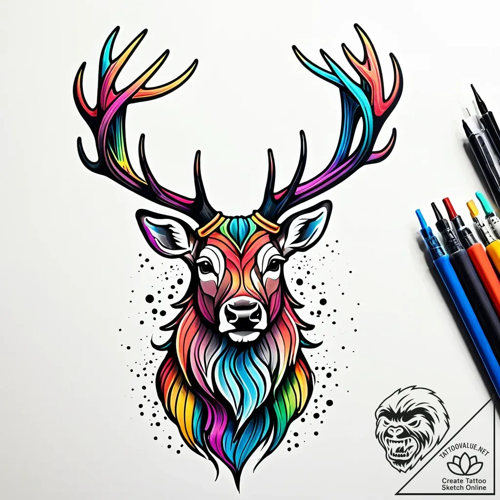 Stag, mature and majestic, with a full rack o... - style Jaeger Simple - tattoo sketch (08.11.2025 05:33)