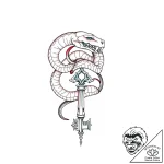 Serpent coil around skeletal key, tattoo line… – style Flux Inscriptions – tattoo sketch (08.11.2025 06:07)