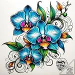 Orchid, artistic tattoo sketch, dynamic compo… – style Jaeger Simple – tattoo sketch (08.11.2025 06:12)