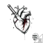 Knife through blackened heart, tattoo sketch… – style Flux Inscriptions – tattoo sketch (08.11.2025 06:28)