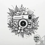 Polaroid photo, blank, with ‘memories’ writte… – style Jaeger Mini – tattoo sketch (08.11.2025 06:38)