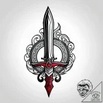 Ancient blade with bleeding edge, artistic ta… – style Jagger Old – tattoo sketch (08.11.2025 07:03)