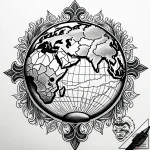 Earth seen from space, with a specific contin… – style Jaeger Simple – tattoo sketch (08.11.2025 07:33)