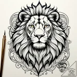 Lion, mature and regal, at rest but aware, ta… – style Jaeger Simple – tattoo sketch (08.11.2025 07:53)