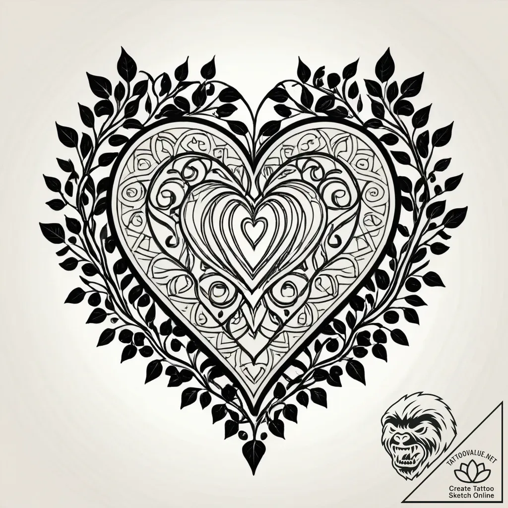 Vine of ivy forming a heart shape on a stone... - style Jagger Old - tattoo sketch (08.11.2025 08:43)