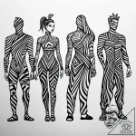 Barcode morphing into a line of silhouetted,… – style Jaeger Simple – tattoo sketch (08.11.2025 08:53)