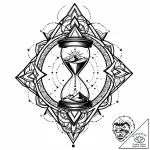 Shattered hourglass with sand frozen in mid-a… – style Jaeger Mini – tattoo sketch (08.11.2025 09:38)