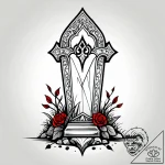 A detailed broken gravestone, forgotten,, con… – style Jagger Old – tattoo sketch (08.11.2025 09:43)