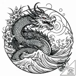 Dragon seal cracking open, tattoo line art, o… – style Jaeger Mini – tattoo sketch (08.11.2025 09:58)