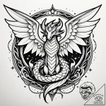 Angel dragon with cosmic flames, tattoo drawi… – style Jaeger Simple – tattoo sketch (08.11.2025 10:13)
