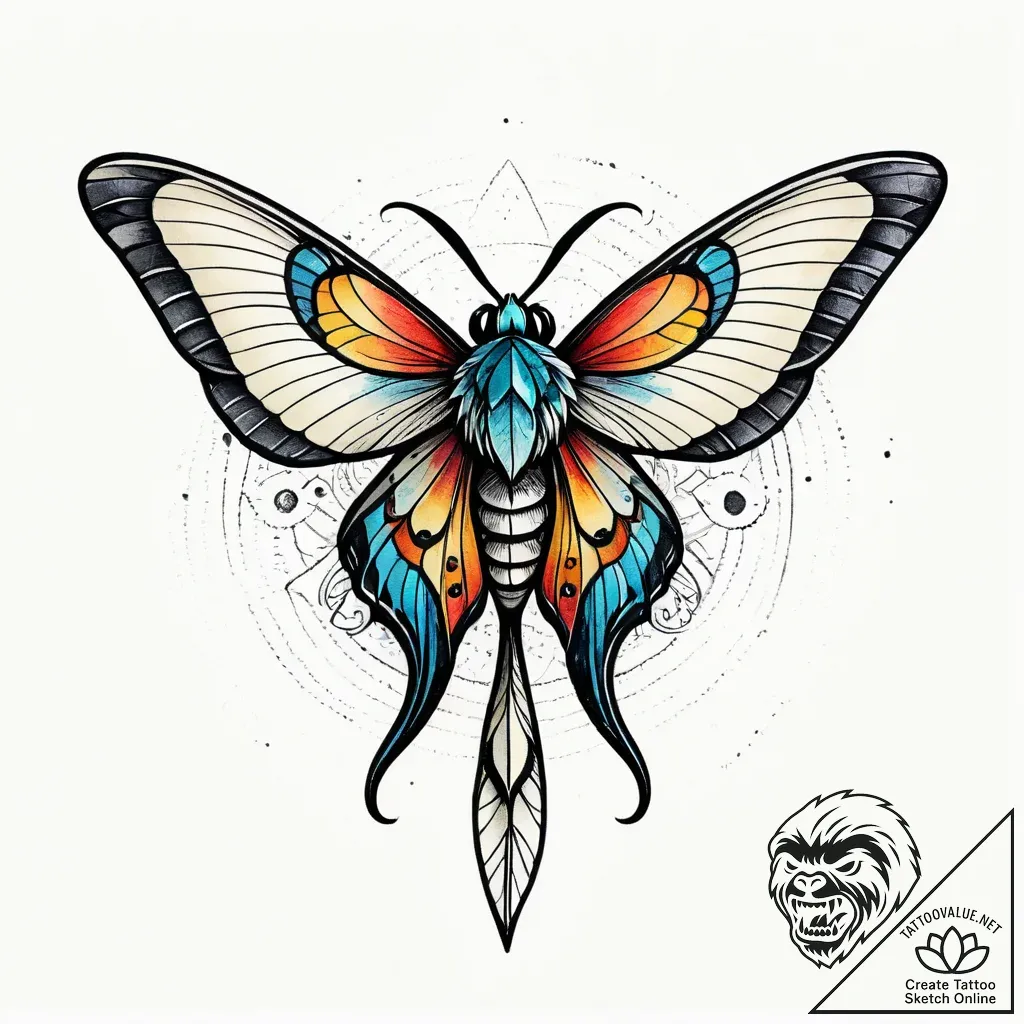 Arcane moth caught between realities, artisti... - style Jagger Old - tattoo sketch (08.11.2025 10:43)