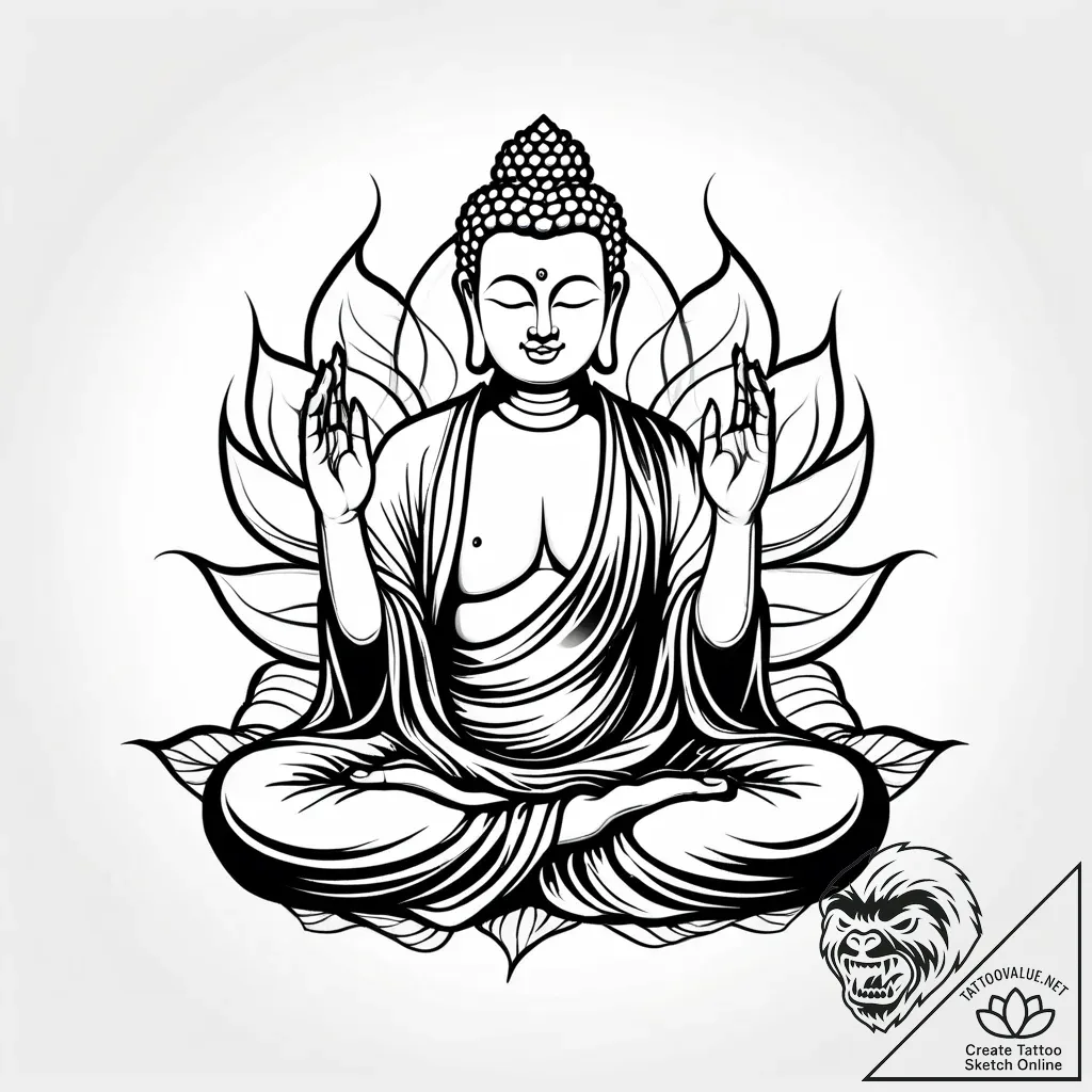 Tattoo sketch, buddhaвђ™s lotus hand mudra wi... - style Jaeger Simple - tattoo sketch (08.11.2025 10:53)