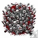 Zombie horde overwhelming a barricade, tattoo… – style Jaeger Mini – tattoo sketch (08.11.2025 11:18)