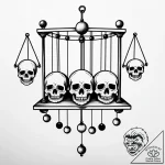 Newton’s cradle, but the balls are human skul… – style Jaeger Simple – tattoo sketch (08.11.2025 11:33)