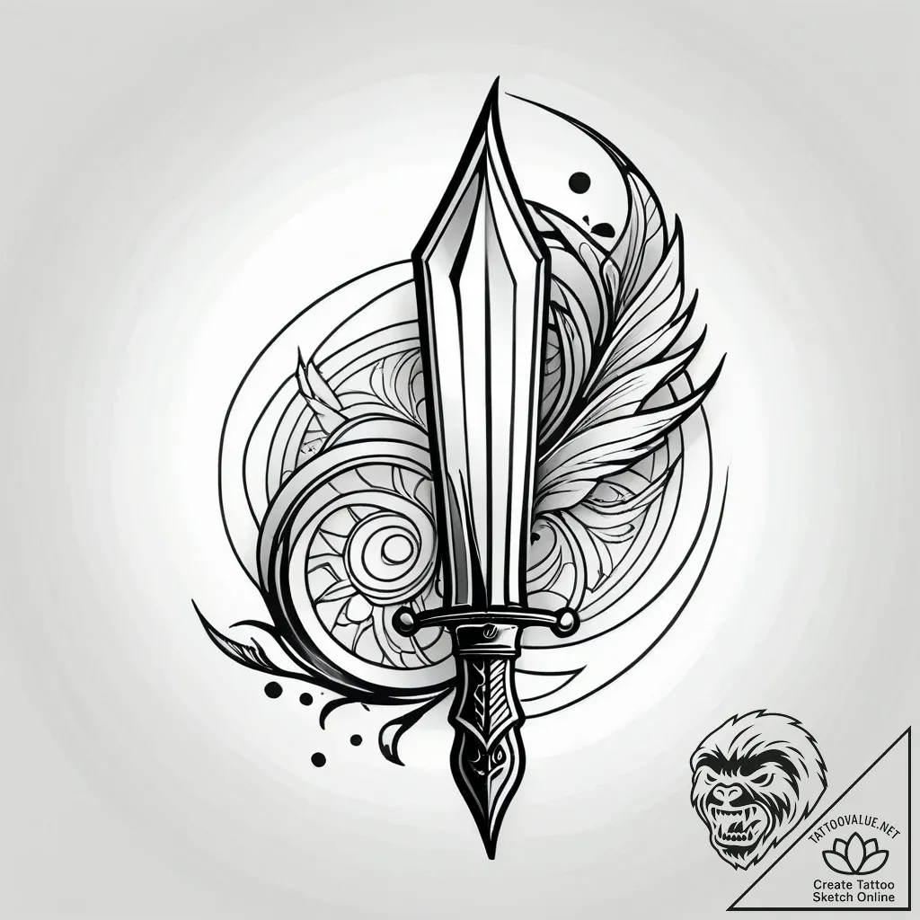 Broken blade singing through wind, tattoo dra... - style Jagger Old - tattoo sketch (08.11.2025 12:03)