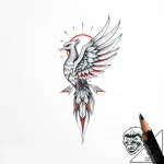 Phoenix talon beneath burning sun, tattoo ske… – style Flux Inscriptions – tattoo sketch (08.11.2025 12:28)