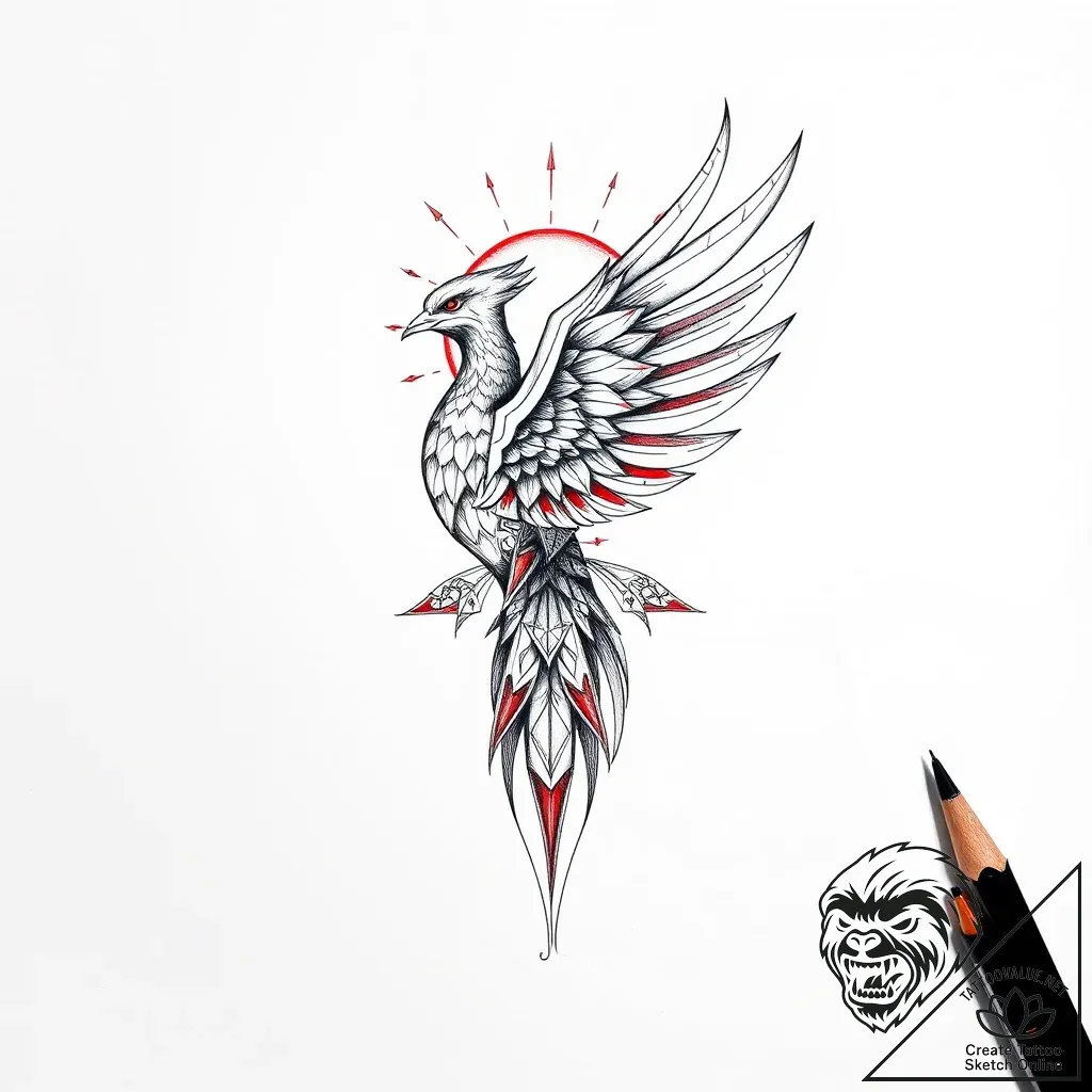 Phoenix talon beneath burning sun, tattoo ske... - style Flux Inscriptions - tattoo sketch (08.11.2025 12:28)