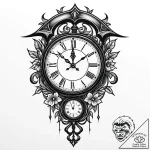 Grandfather clock with a pendulum swinging a… – style Jaeger Mini – tattoo sketch (08.11.2025 13:18)