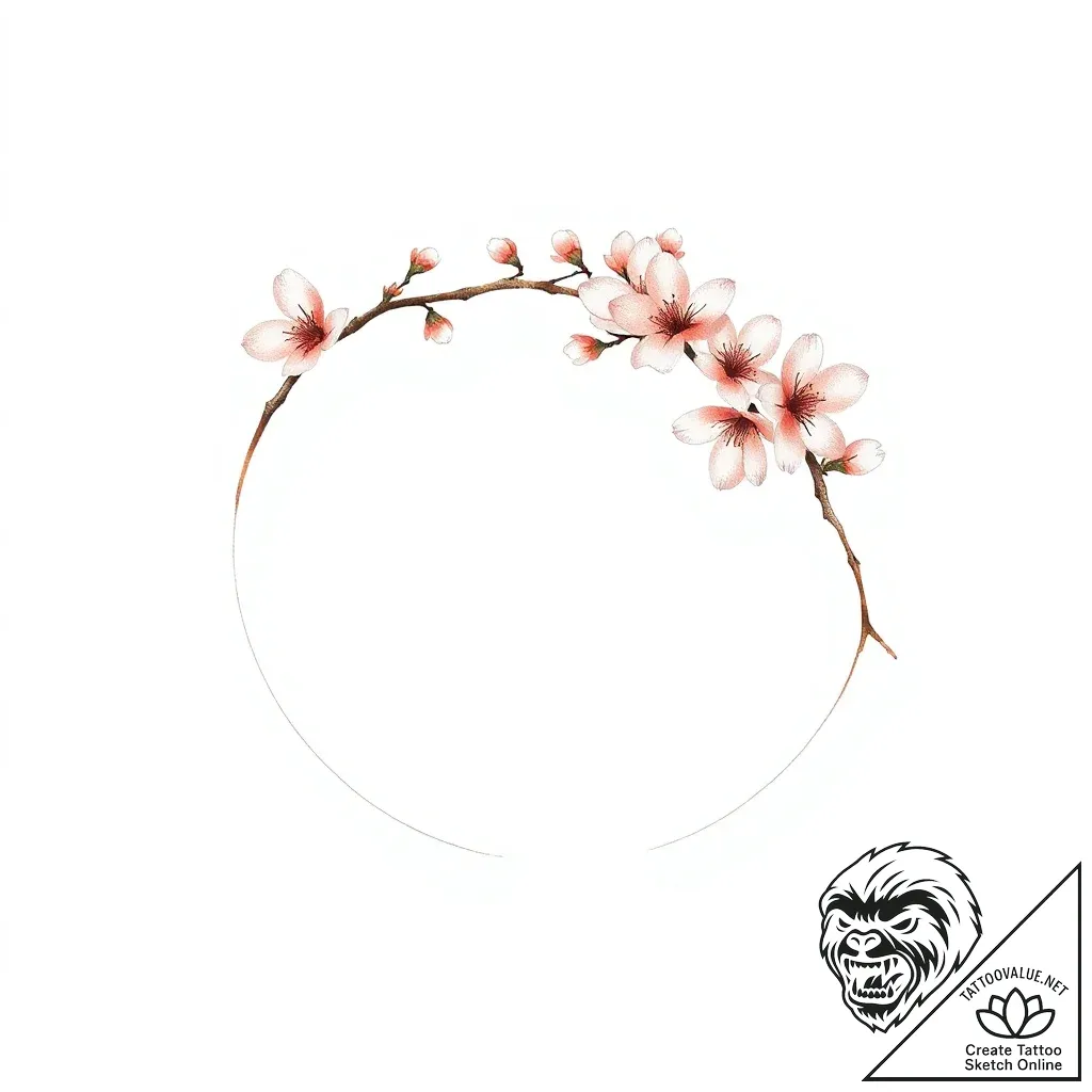 Cherry blossom branch forming a perfect circl... - style Flux Inscriptions - tattoo sketch (08.11.2025 13:48)
