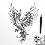 Phoenix relic glowing in darkness, artistic t… – style Flux Inscriptions – tattoo sketch (08.11.2025 14:28)