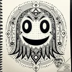 Ghost from pac-man, but with a sad face, tatt… – style Jaeger Simple – tattoo sketch (08.11.2025 14:33)
