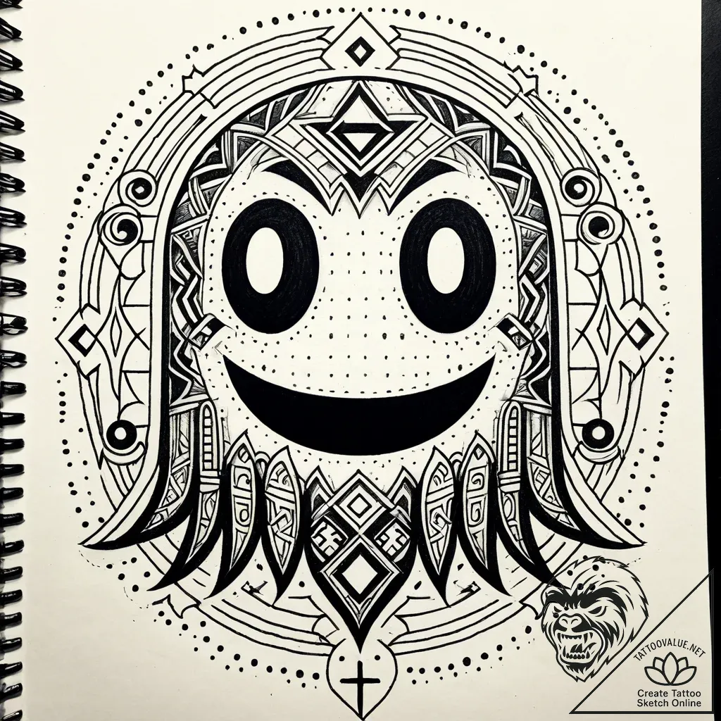 Ghost from pac-man, but with a sad face, tatt... - style Jaeger Simple - tattoo sketch (08.11.2025 14:33)
