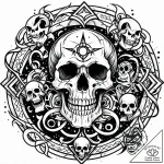 Tat tattoo sketch, skull with handwritten anc… – style Jaeger Mini – tattoo sketch (08.11.2025 14:38)