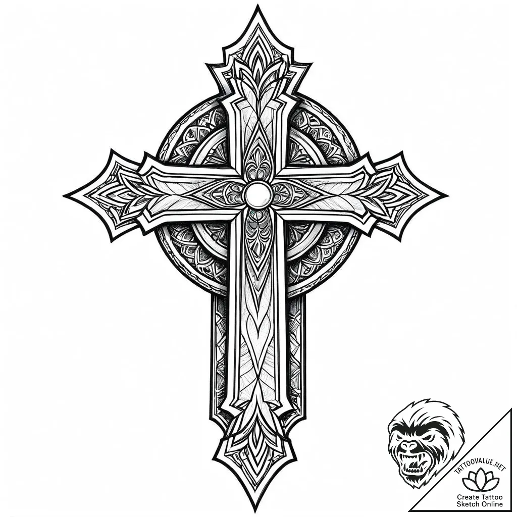 Quartz door opening into void, tattoo drawing... - style Jaeger Mini - tattoo sketch (08.11.2025 14:58)