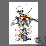 Animated skeleton playing violin, tattoo draw… – style Flux Inscriptions – tattoo sketch (08.11.2025 15:08)