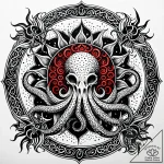 Elder god’s tentacle wrapped around a dying s… – style Jaeger Simple – tattoo sketch (08.11.2025 15:33)