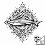 Shark’s jaw, wide open, with rows of serrated… – style Jaeger Mini – tattoo sketch (08.11.2025 15:38)
