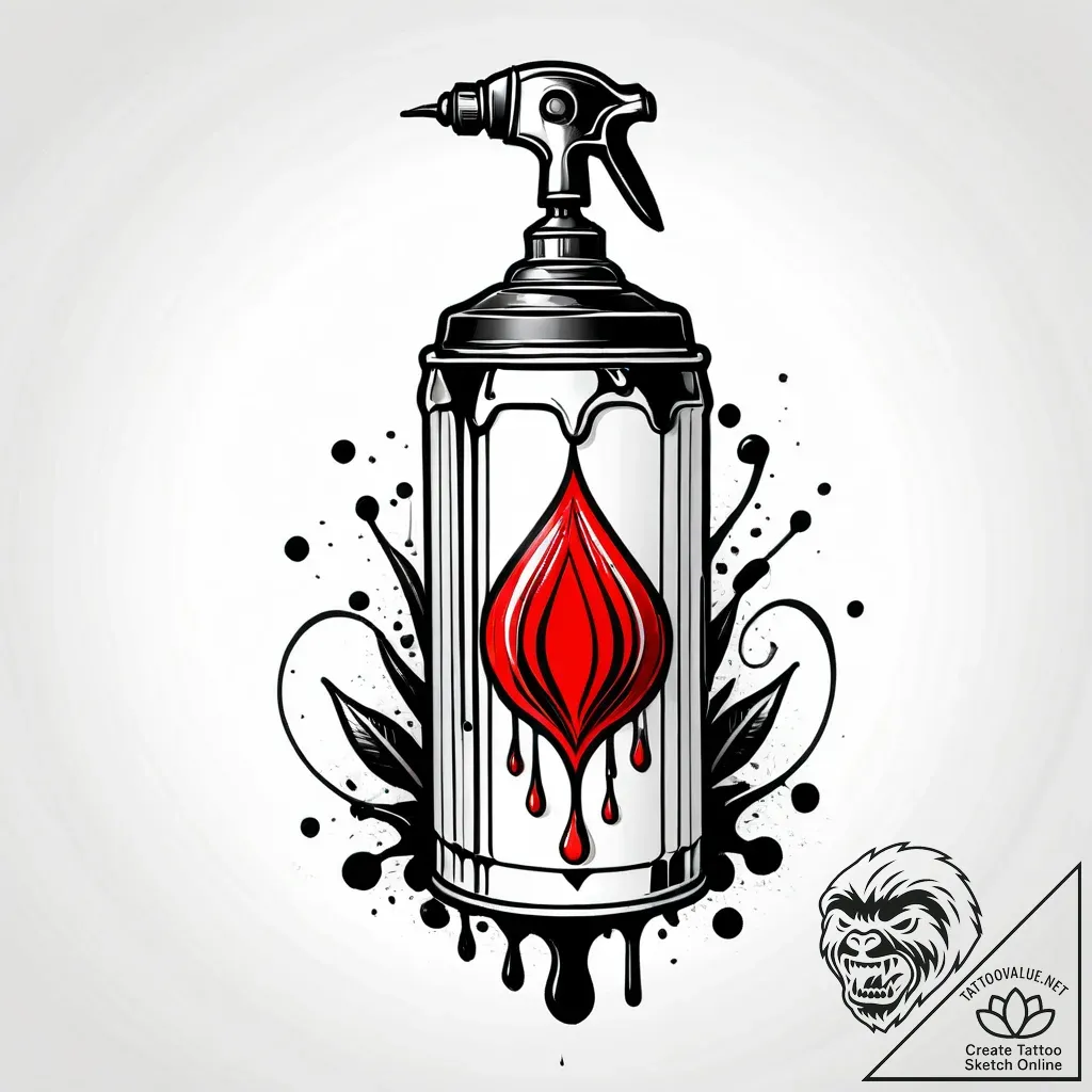 Spray paint can, nozzle dripping, ink illustr... - style Jagger Old - tattoo sketch (08.11.2025 15:42)