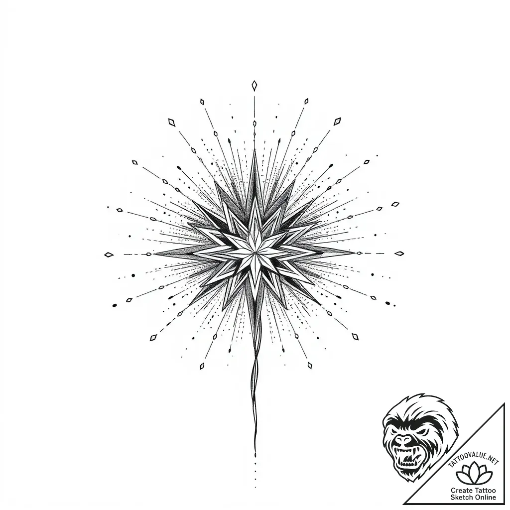 Fireworks exploding, geometric style, tattoo... - style Flux Inscriptions - tattoo sketch (08.11.2025 15:48)