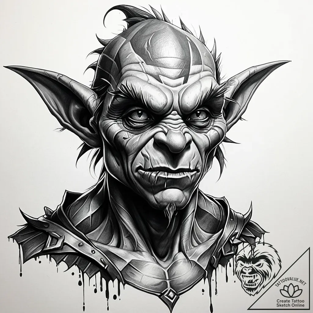 Goblin, tattoo sketch design, masterpiece, be... - style Jaeger Simple - tattoo sketch (08.11.2025 15:53)