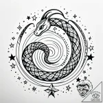 Ethereal serpent spiraling through stars, tat… – style Jaeger Simple – tattoo sketch (08.11.2025 16:12)
